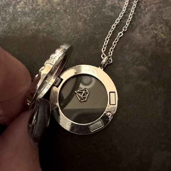 EFFY Silver Locket Pendant Necklace w/Tiny Silver Diamond Charm - Picture 5 of 5